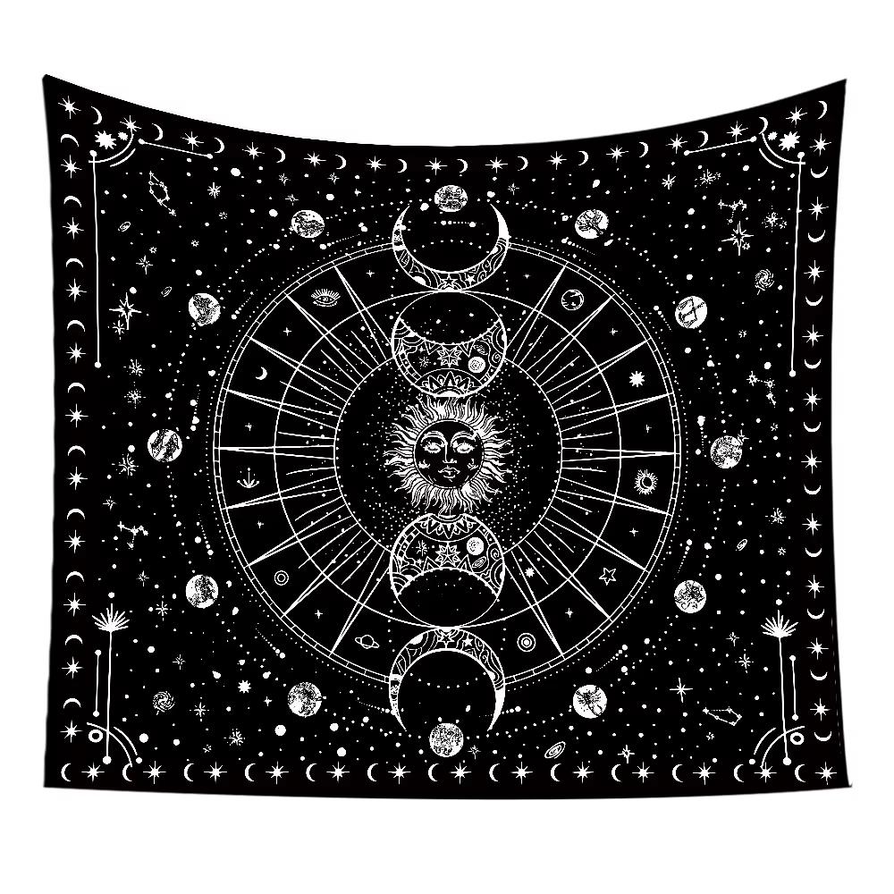 Machine Washable Bohemian Tapestry Versatile Embroidered Star Moon for Dorm Apartment Wall Hanging Decor 74x94cm(29x37in)