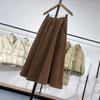Autumn Winter Thick Corduroy Solid Loose Slimming Artistic Casual Flared Skirt Women