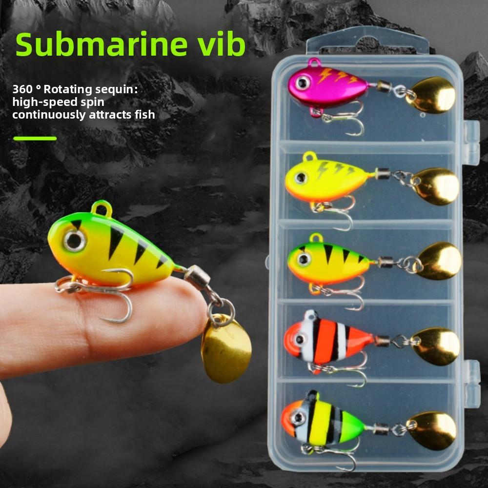 5pcs Spinning Sequin Fishing Lures Kit 3D Fish Eyes Fishing Lures Hooks Fishing Tool