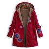 Giacca da donna con cappuccio taglie forti con stampa floreale vintage in peluche composito spesso con cerniera a maniche lunghe