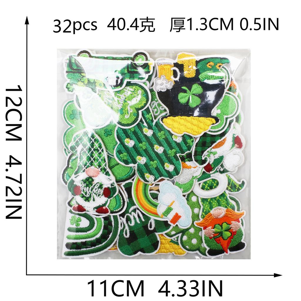 Clover Series Embroidery Cloth Sticker Holiday Clothes Decoration St. Patrick'S Day Patch Sticker Car Rainbow Chapter Boy