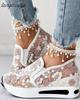 Women Sneakers 2024 Platform Wedge Embroidery Mesh Sneakers Women Slip On Casual Comfy Heeled Shoes for Women Zapatos De Mujer