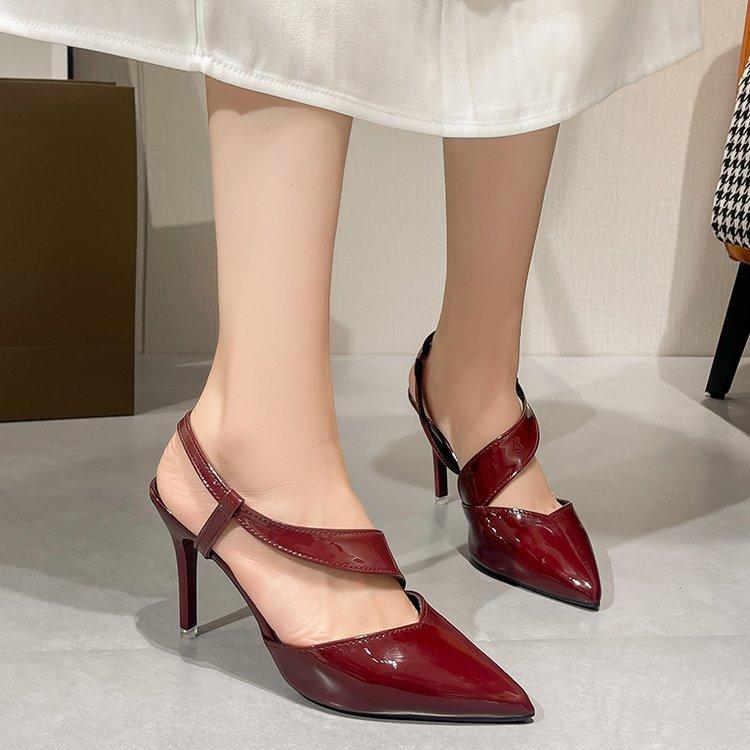 

[youshilai] 2025 new fashionable and thin sexy patent leather pointed thin heel single shoes high heel commuter leather 42
