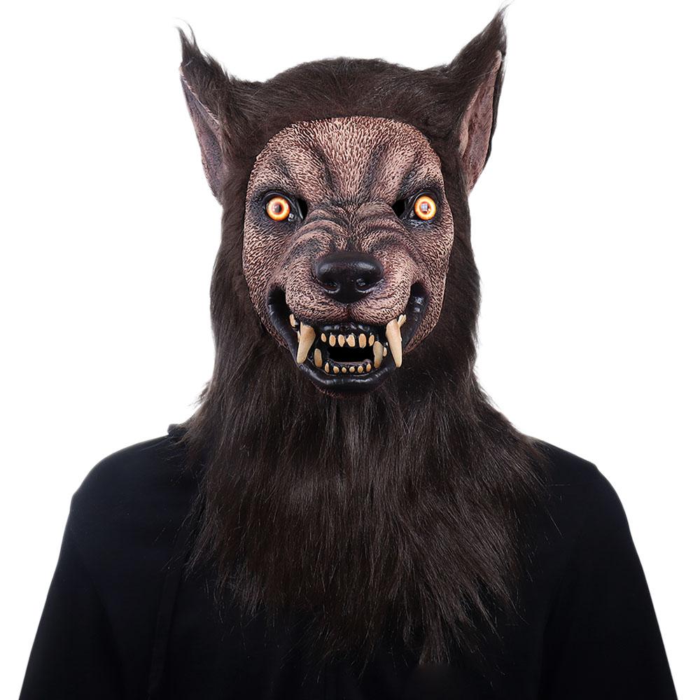 Horror Werewolf Mask Cosplay Creepy Animal Wolf Head Latex Masks Halloween Carnival Masquerade Party Costume Props