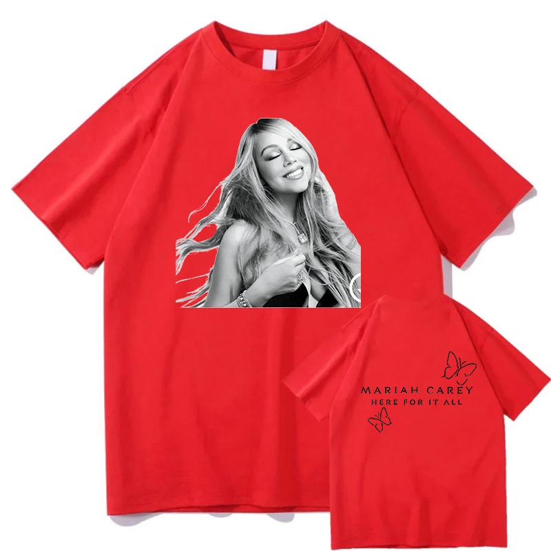 Mariah Carey Here for It All Tees Summer Cotton Breathable Short Sleeve Unisex Unisex High Street Clothing Casual T Shirt Streetwear
