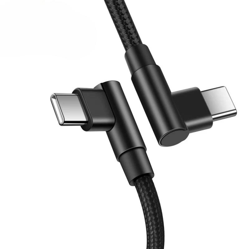 USB C to Type C Elbow 90 Degrees 100W Fast Charging Cable For  Samsung Xiaomi Macbook iPad QC 3.0 Quick Charge Data Cable