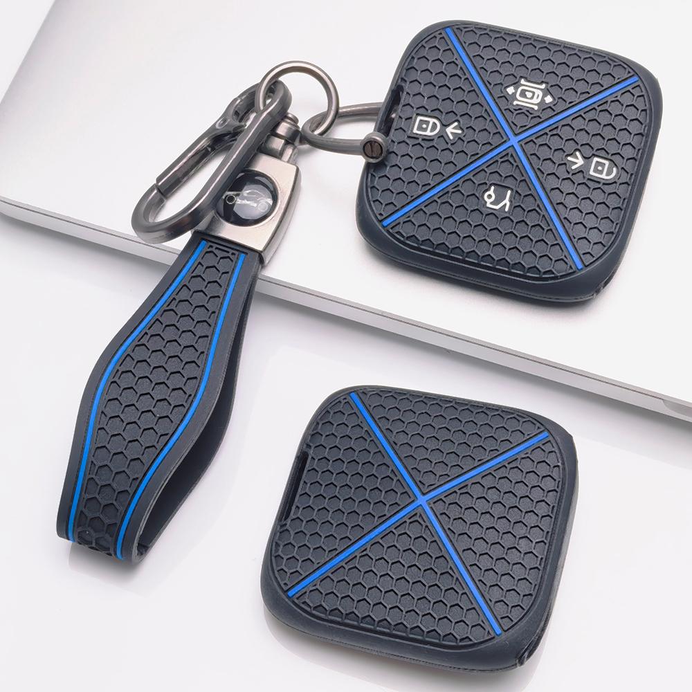 Anti Slip Car Key Protector for Zeekr Zeekr 001 Zeekr 009 Zeekr X Zeekr 007 with Keychain Honeycomb Texture Wear Resistant Car Remote Key Sleeve