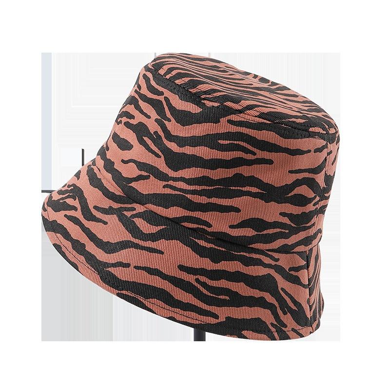 Adjustable Zebra Pattern Fisherman Hat Female Wild Sunscreen Retro Cover Face Bucket Hat Male