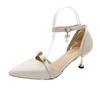 Fashion Shoes Female 2024 Ankle-wrap Women's High Heels Brand Dress Pumps Women Bow Tie Pointed Toe Pearl Buckle Strap High Heels Sandal