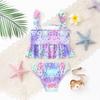 Girls Swimsuits With Ruffled Hem Cute Colorful Leopard Print Swimwear 2 Piece Bathing Suits For 4-10 Years Hawaiian Bikini Set