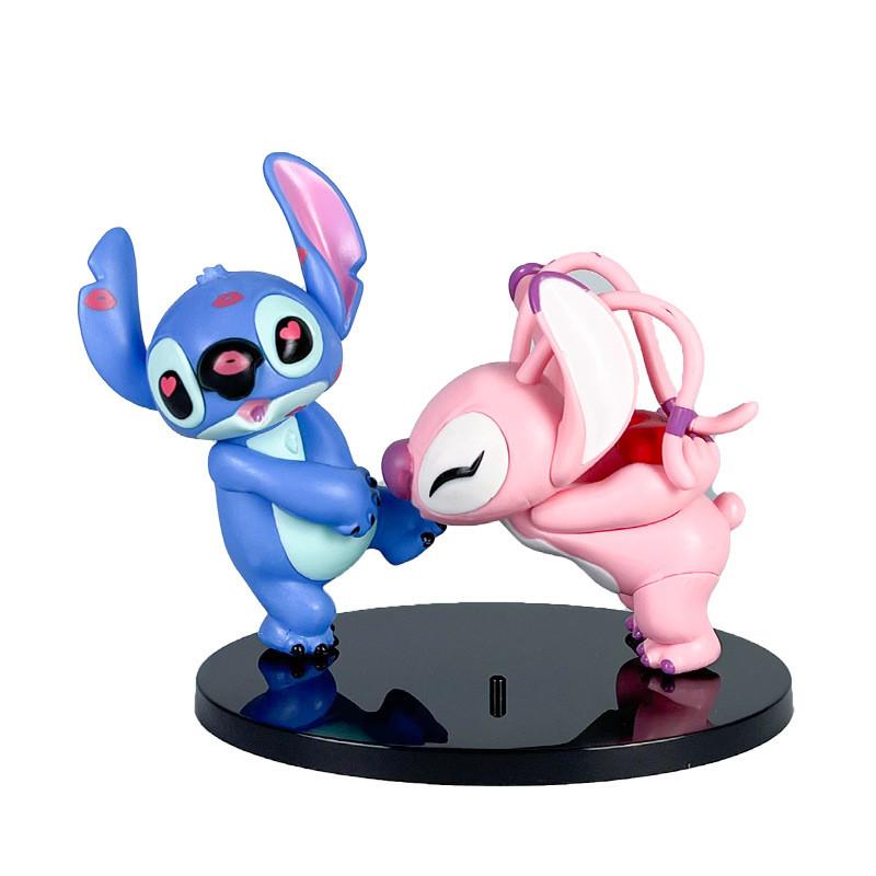 Entzückende Anime Stitch Angel Paar Figuren Pvc Modelle Perfekt für Autodekoration