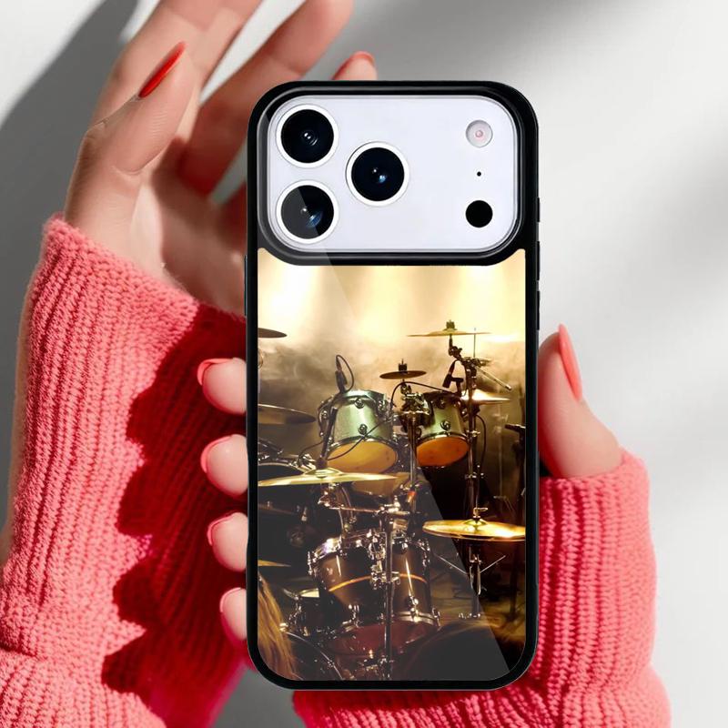 Musical Instrument Drum soft Phone Case for iPhone 17 Air 16e 15 14 13 Pro Max Back Cover for 12 11 Pro Coque