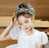 Bridal Hair Accessories Children'S Show Headgear Mori Fabric Flower Crown Colorful Crystal Alloy Leaf Butterfly Headband