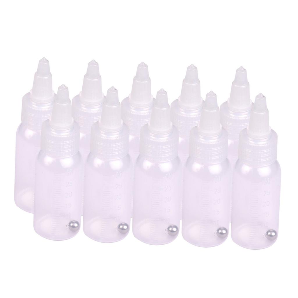 Box of 10-Each 1.2-Ounce(35 ) Brush Bottles Paint Storage Bottles PP Jar and Cover with Scale Line -proof for Dual-Action Siphon Feed Brus