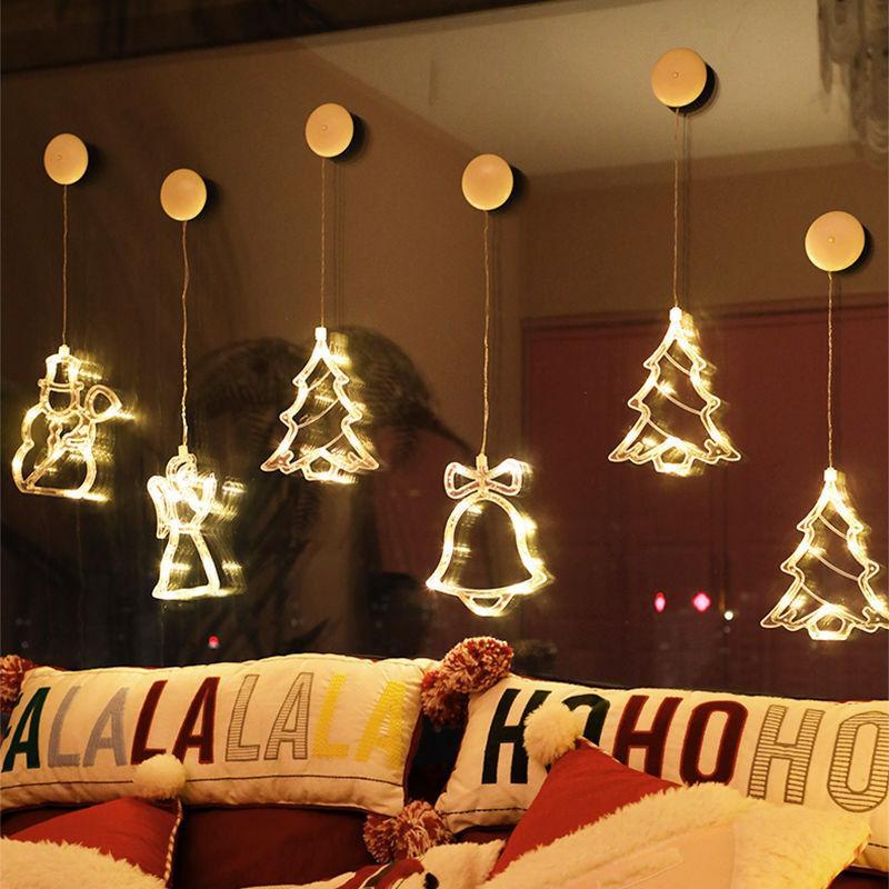 Weihnachts-LED-Licht Schneeflocke Weihnachtsmann Hängend Batteriebetrieben Fensterdekoration für Zuhause Weihnachten Neujahr