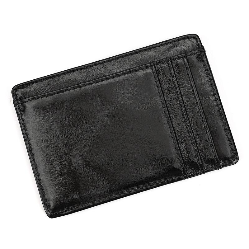 Genuine Leather Ultra-Thin Card Holder Wallet for Men & Women with Photo Slot and Dollar Clip