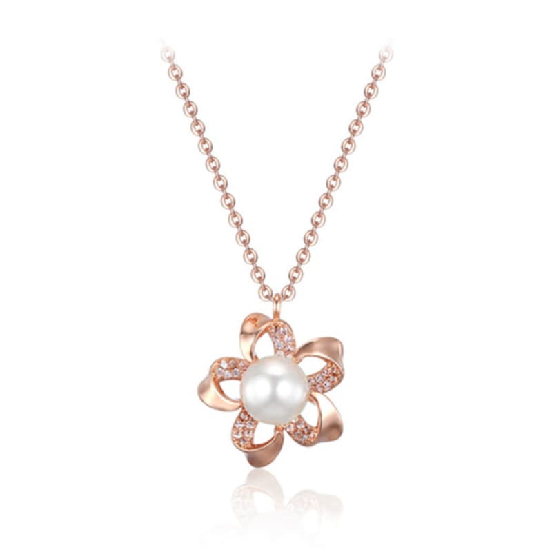 

CRANNE Flower Bead Necklace C24NB120 Rose gold