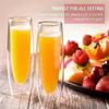 Set of 4 Clear Champagne Glasses Double Wall Design Stemless for Party Wedding 10oz