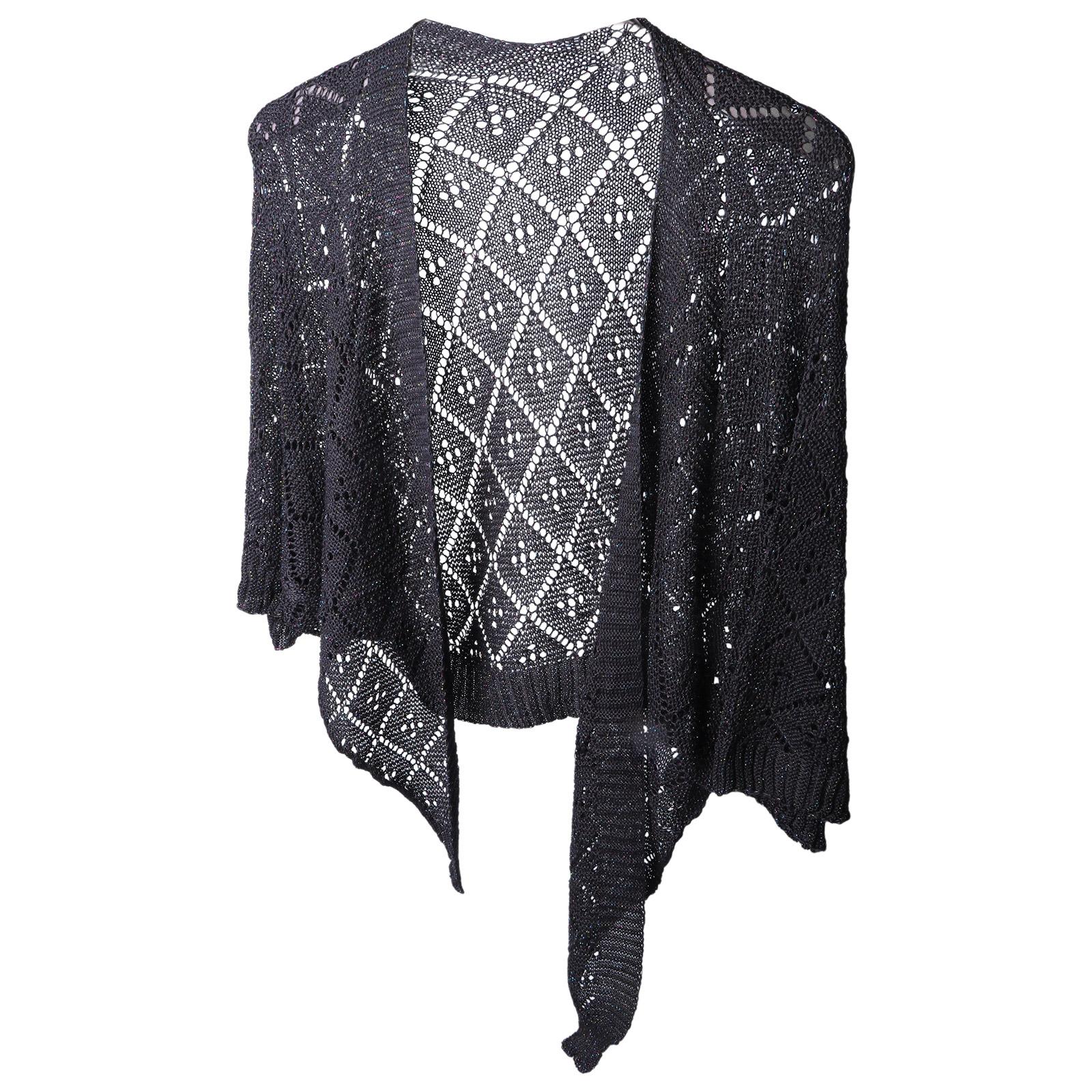 

Soft Knit Summer Shawl Lightweight Breathable Design Sun Protections Wrap for Beach Vacation and Outdoor Activity чёрный