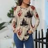 Women's Loose Fit Long Sleeve T-Shirt with Retro Halloween Print, Neck Pullover Top