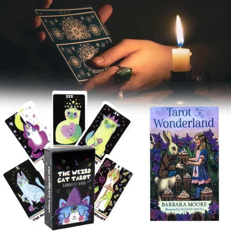 The Weird Cat Tarot In Wonderland Cards Set With Colorful Box For Divination And Entertainment