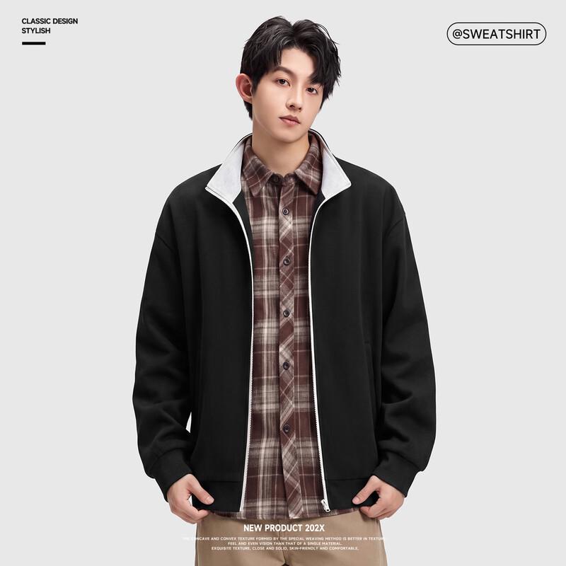 JEEP Men's Stand-Up Collar Color-Block Cardigan Sweatshirt Jacket