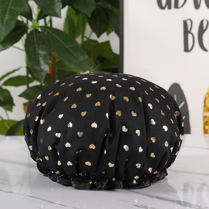 Women's Dual-Layer Waterproof Thickened Foldable Bath Cap - High-Elastic, Adult Size, Quick-Drying