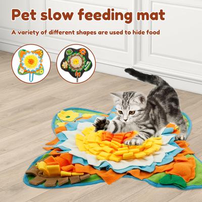 Haustier Schnüffelteppich Plüschstoff Blumenform Langsame Fütterungsmatte 60x60cm Rutschfest Hund Schnüffelmatte Katzen Intelligenzspielzeug Haustierbedarf für Zuhause