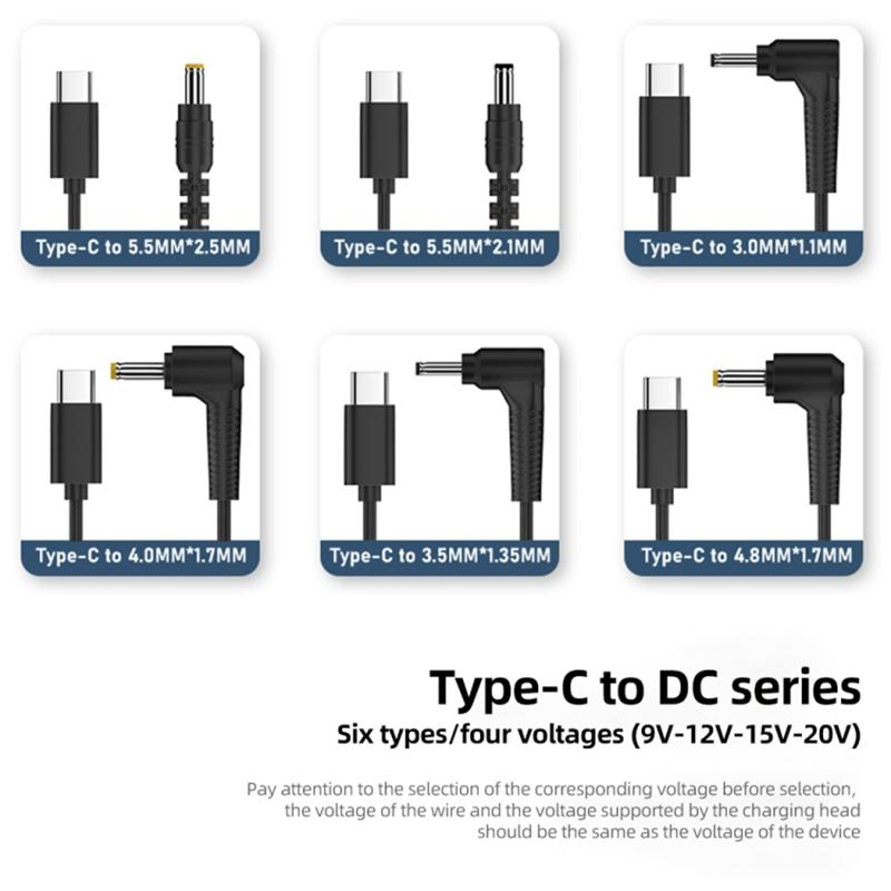 150cm Elbow DC 3.0x1.1mm To Type-C Converter Cable 20V Power Adapter Cord