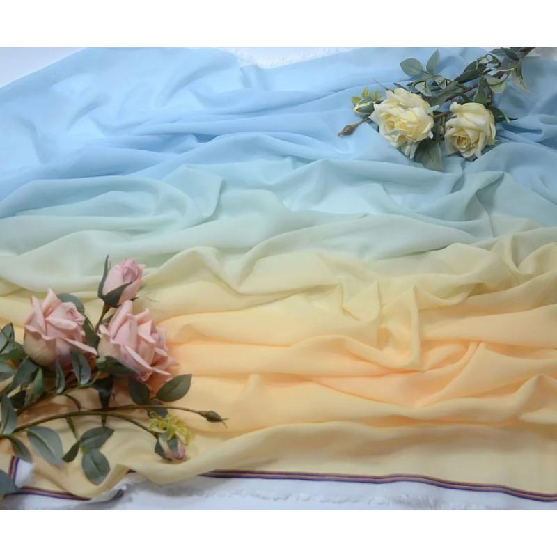 Gradient Color Organza Tulle Fabric 100D Chiffon Fabric for Diy Ancient Style Hanfu Dress Stage Dance Costume Drape Decor Craft