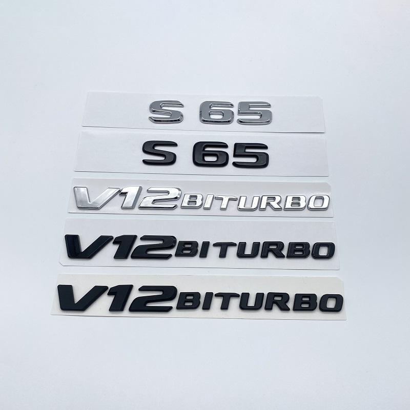 Lettere 3D S63 S65 V12 Biturbo V8Biturbo 4matic+ Emblema in ABS per Mercedes Benz W222 W223 Parafango Auto Bagagliaio Adesivo