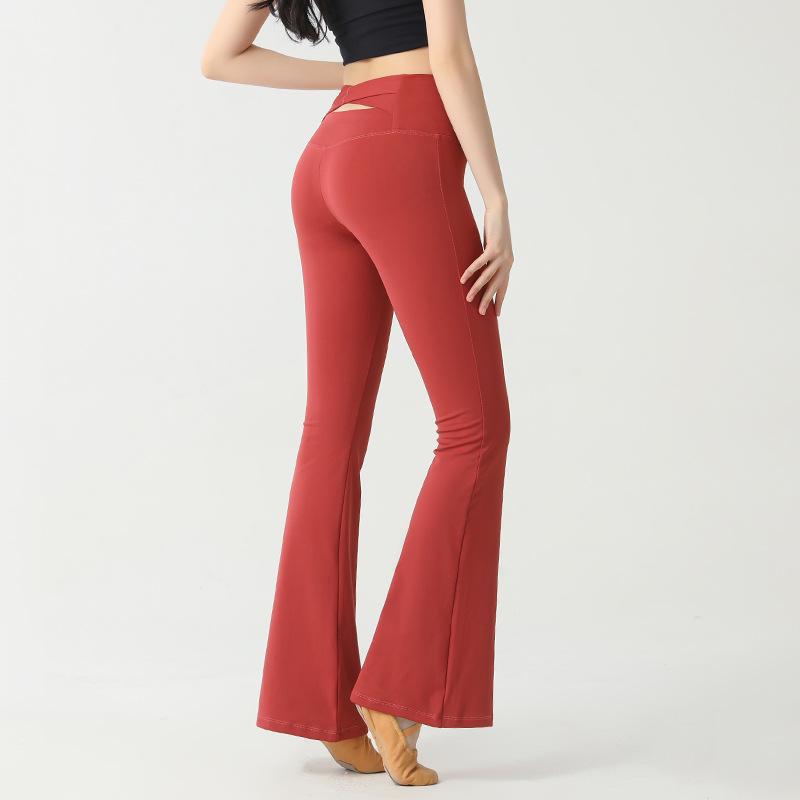 Women's High-Waist Yoga Flare Pants - Slimming, Hip-Lifting, Peach, High-Elastic Fitness Wear