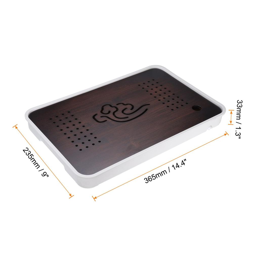 Uxcell Bamboo Chinese Gong Fu Tea Tray, 14.4" Lucky Cloud Pattern, Bamboo Tea Table Furniture with Vintage Tea and Water Storage Box, Perfect for Tea