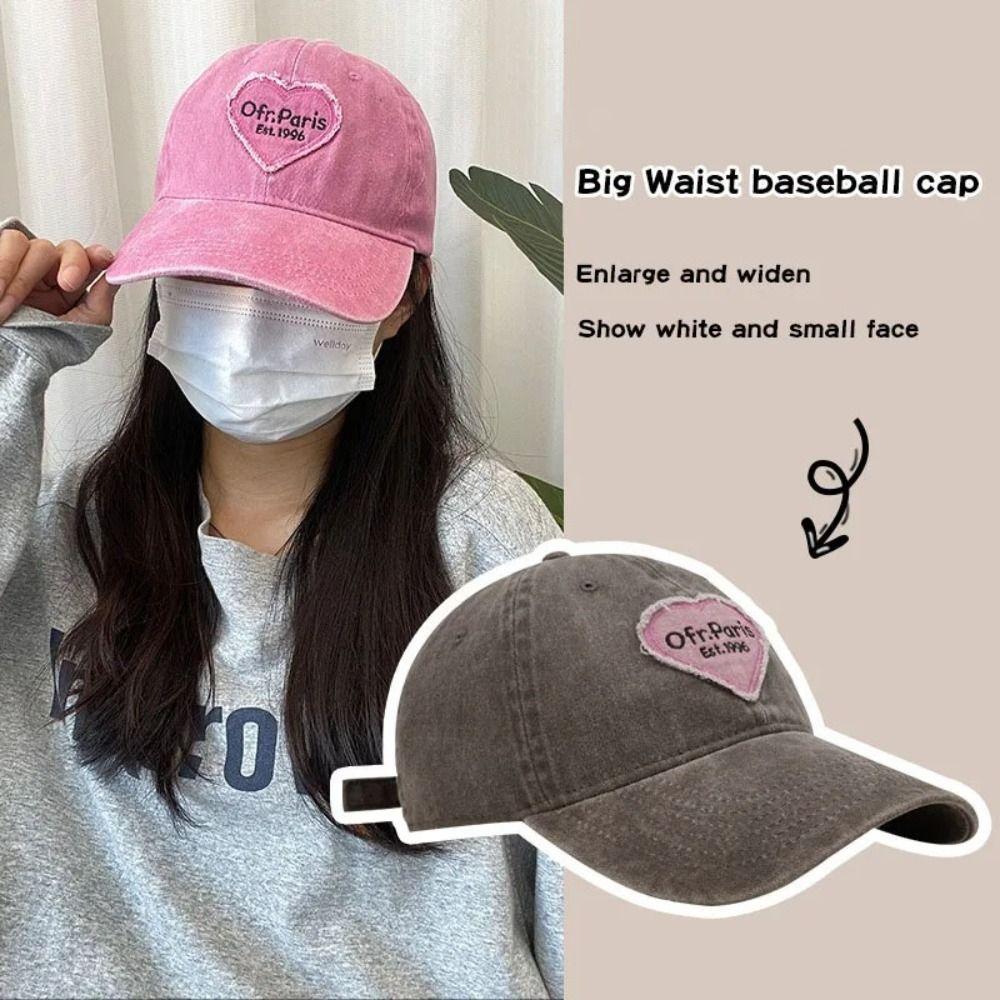 Love Heart Embroidery Snapback Hat Washed Cotton Couple Sun Hats Fashion Women Baseball Cap