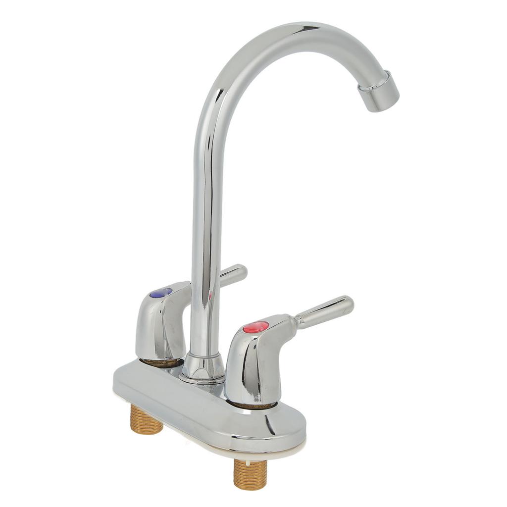 Sink Faucet 2 Handle 2 Holes Deck Plate Design Hot Cold Water Basin Mixer Tap for Bathroom Kitchen