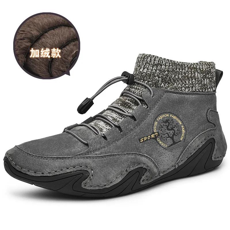 Herbst Winter Herrenstiefel Outdoor Mode Lässige Wildleder Stiefeletten Warme Fell Westernstiefel Herren Lässige Sneaker Übergröße 48