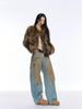 Damen Y2K Retro Weitbeinige Abgewetzte Jeans in Schmutzigem Waschblau