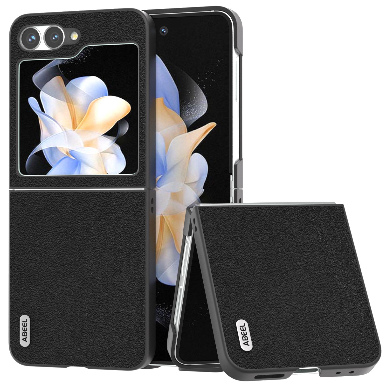 

Чехол для Samsung Galaxy Z Flip7 FE 5G/Z Flip6 5G, PC с покрытием из натуральной коровьей кожи, складной чехол для телефона Black