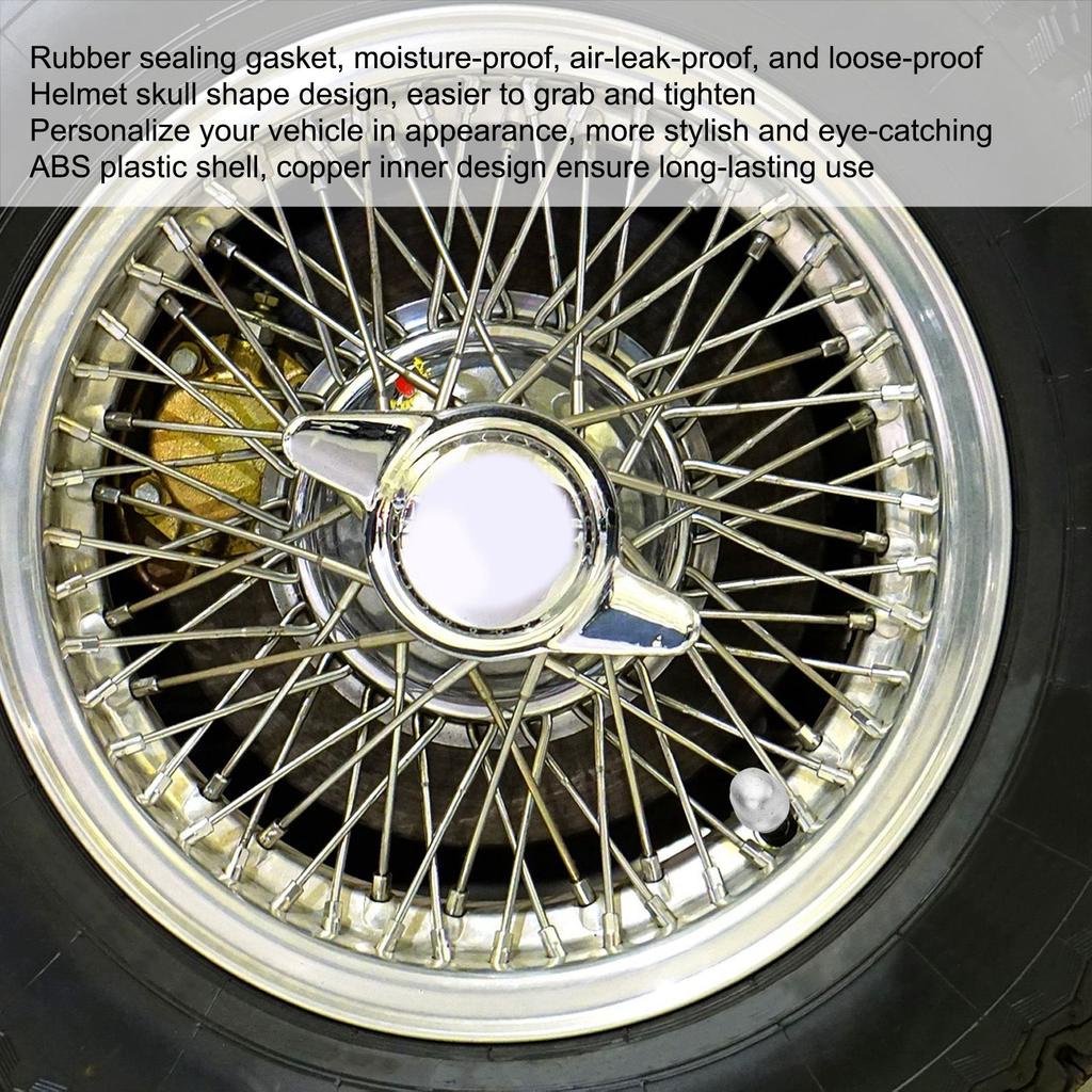 4 Stück/Set Helm Totenkopf Typ Reifenventil Schaft mit Gummi für Autos Fahrräder SUVs LKW Motorrad