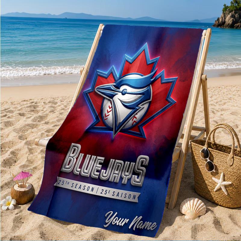 Custom Name Torontos baseball Personalized Microfiber Beach Towel, Quick-Dry, Ideal for Summer Travel, Beach Essential, Swimming
