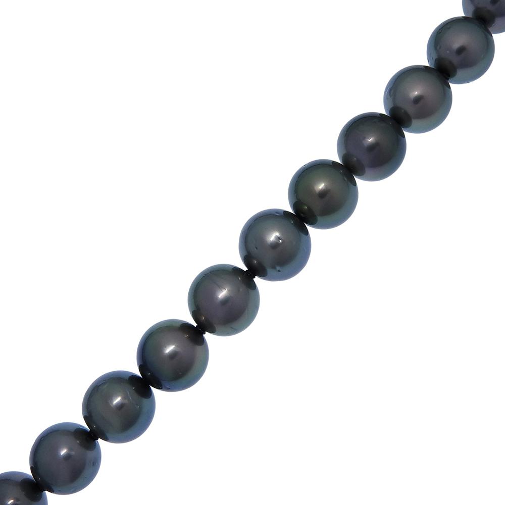 Pearl Necklace Black Cultured Pearl/Silver 77.1g Women Used