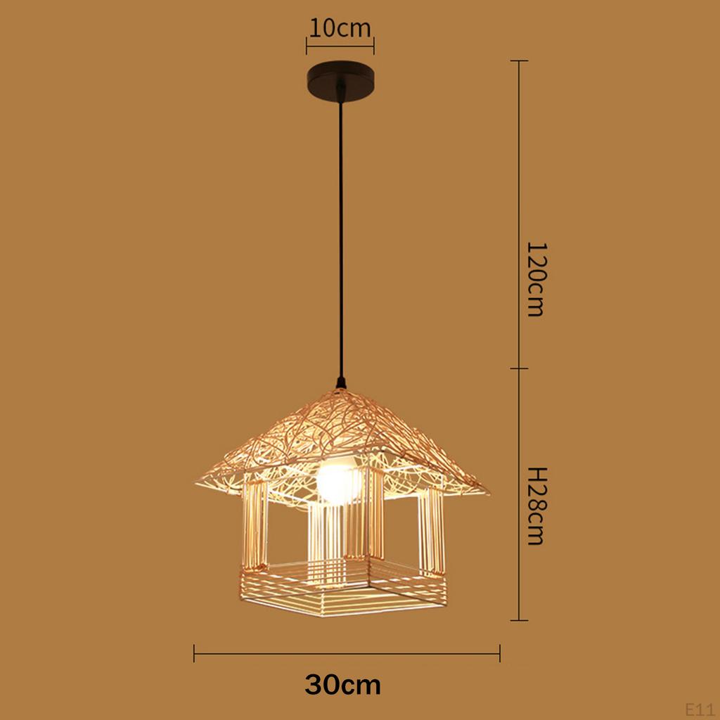 Grass Vine Pendant Light Fixture Retro Restaurant Tea Room Handmade Woven Hanging Chandelier Lamp