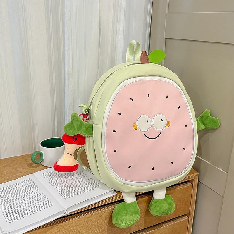 Rucsac Cartoon Proaspăt Pepene Verde 2025: Rucsac Școlar Studențesc de Mare Capacitate & Geantă Crossbody Super Drăguță
