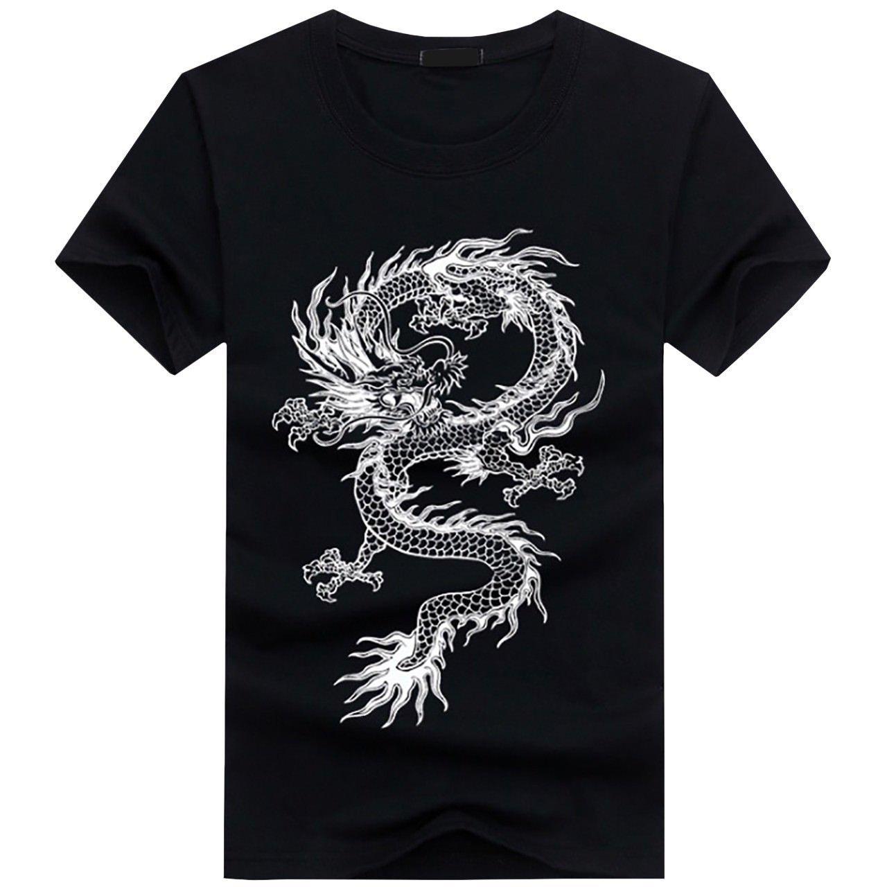 

BUZZxSELECTION Short Sleeve with a Cool Dragon Japanese Print 01 Men s T-Shirt (BSTS024, Black, XXL)