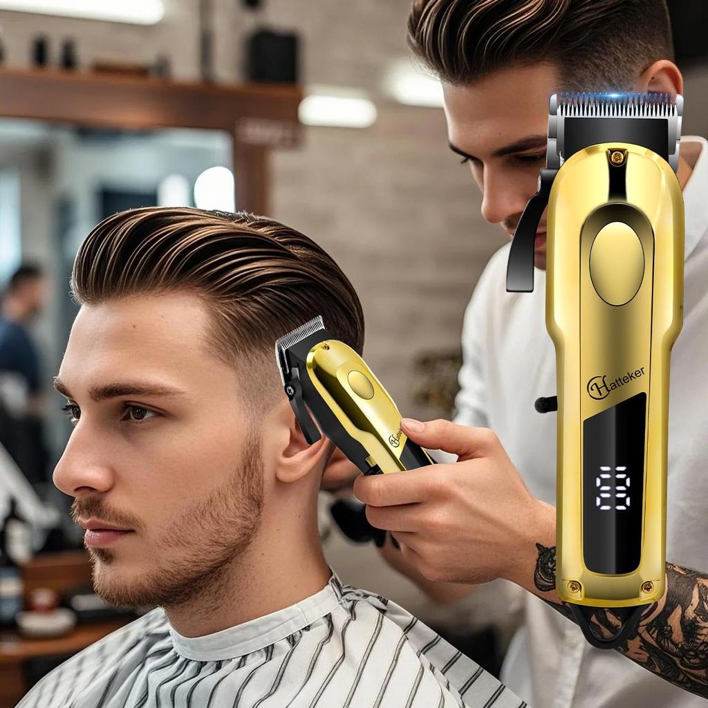 Hatteker Professional Hair Clipper Intelligent Digital Display Beard Trimmer Cordless USB Rechargeable Hair Clipper Kit Barber for Man
