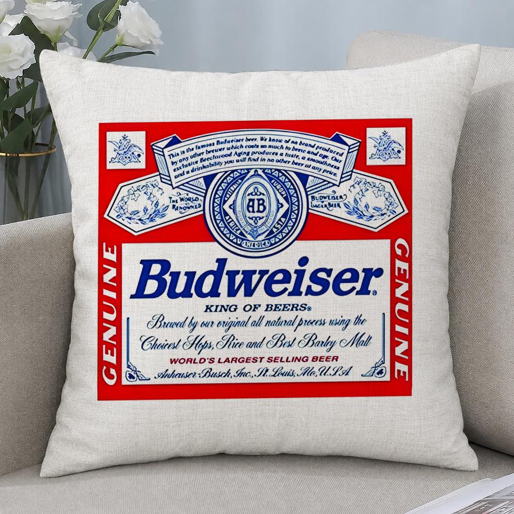Brand Budweiser Cushion Cover Cushion Covers Natural Linen Breathable Sofa Bedroom Decor Pillowcase