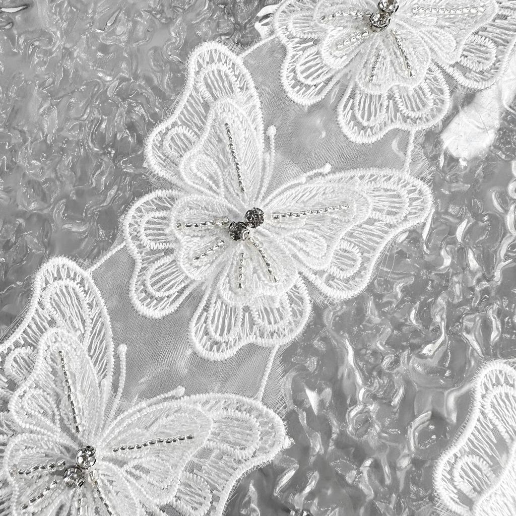 White Embroidery Butterfly Nail Diamond Barcode Clothing Lolita Dress Hair Accessories Headgear Decorative Lace Lace Accessories