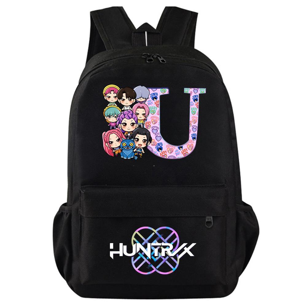 26 English Letter Kpop Demon Hunters Printed Backpack for Teenager Student Girl Boy Bookbag Schoolbag Women Large Capacity Travel Bag Kid Gift Rucksak