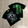 Unisex Oversized Box Fit Cotton Tee With Embroidered Rhinestone Washed Print Round Neck Short Sleeve Casual Top