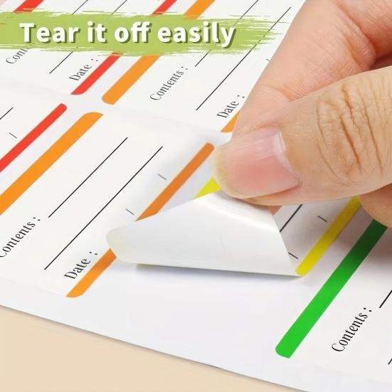 10Pcs Removable Food Label Freezer Food Storage Container Date Sticker Waterproof Oil-Proof Fridge Meal Prep Pantry Organization Self-Adhesive Label